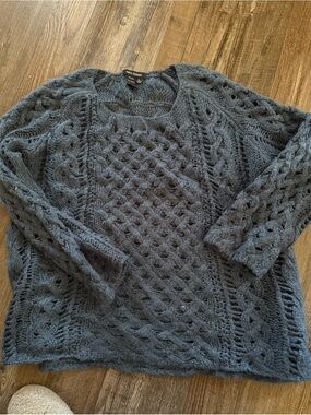 Max Edition blue/grey Cable Crew Neck Sweater